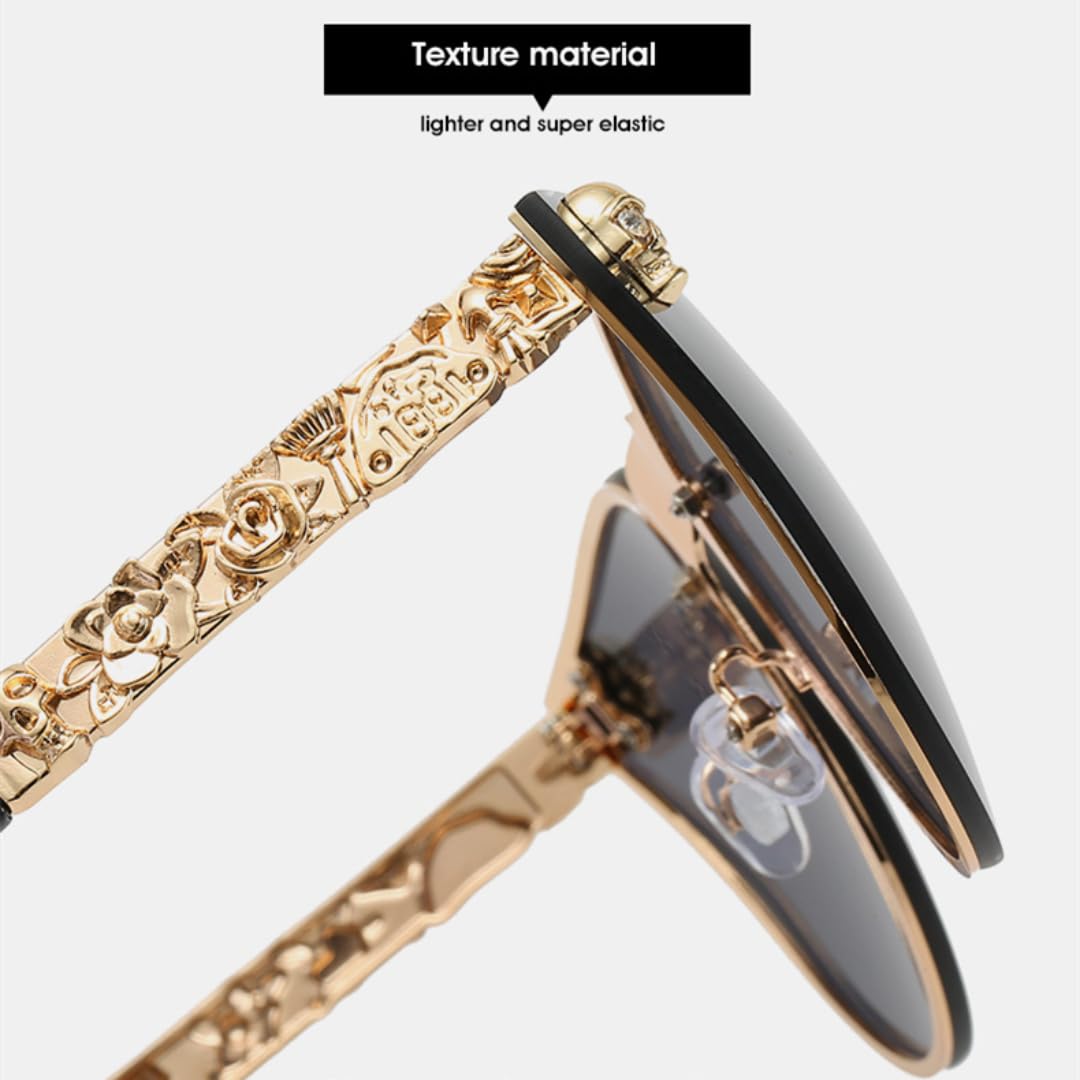 Occhiali da sole da donna e da uomo, con montatura a forma di occhio di gatto, in metallo, senza montatura, UV400