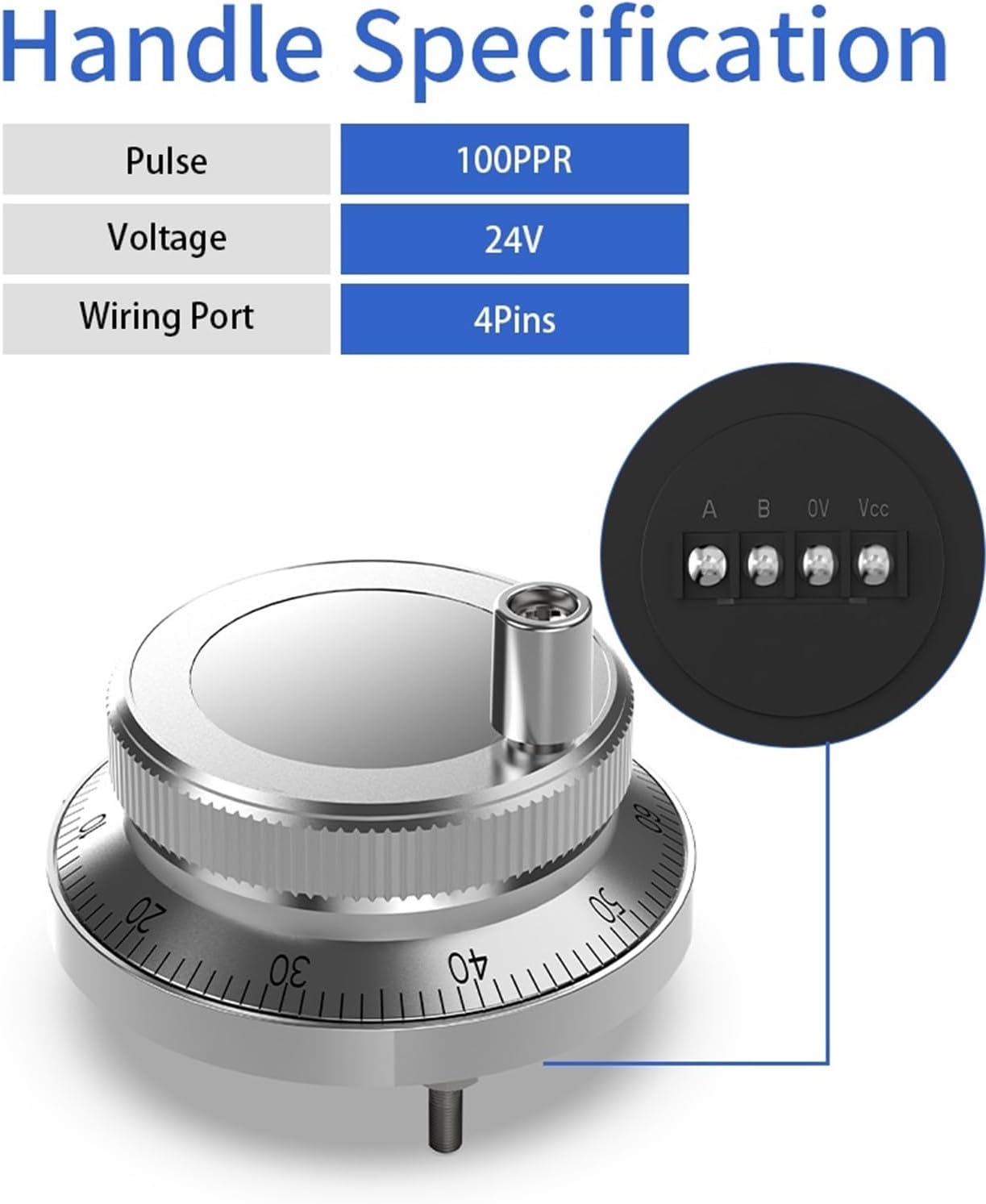 ZS80-5L100S CNC Electronic Hand Wheel 60/80MM Manual Pulse Generator Machine Tools Rotary Encoder 1Pcs(24V-100PPR-4Pins,80mm)