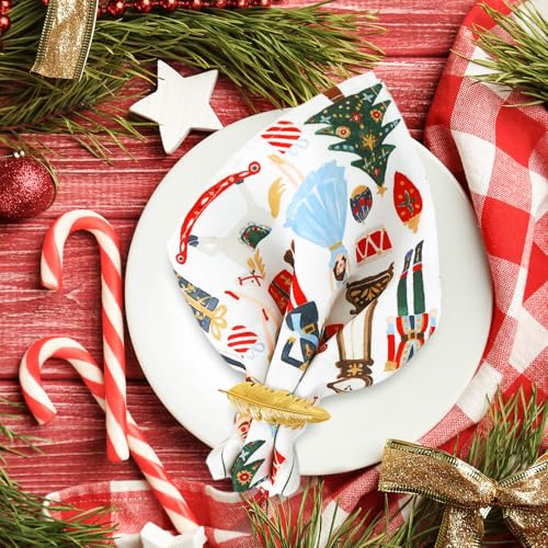 Set de 4 Servilletas de Tela Nutcracker Navidad 18x18 in miniatura 5