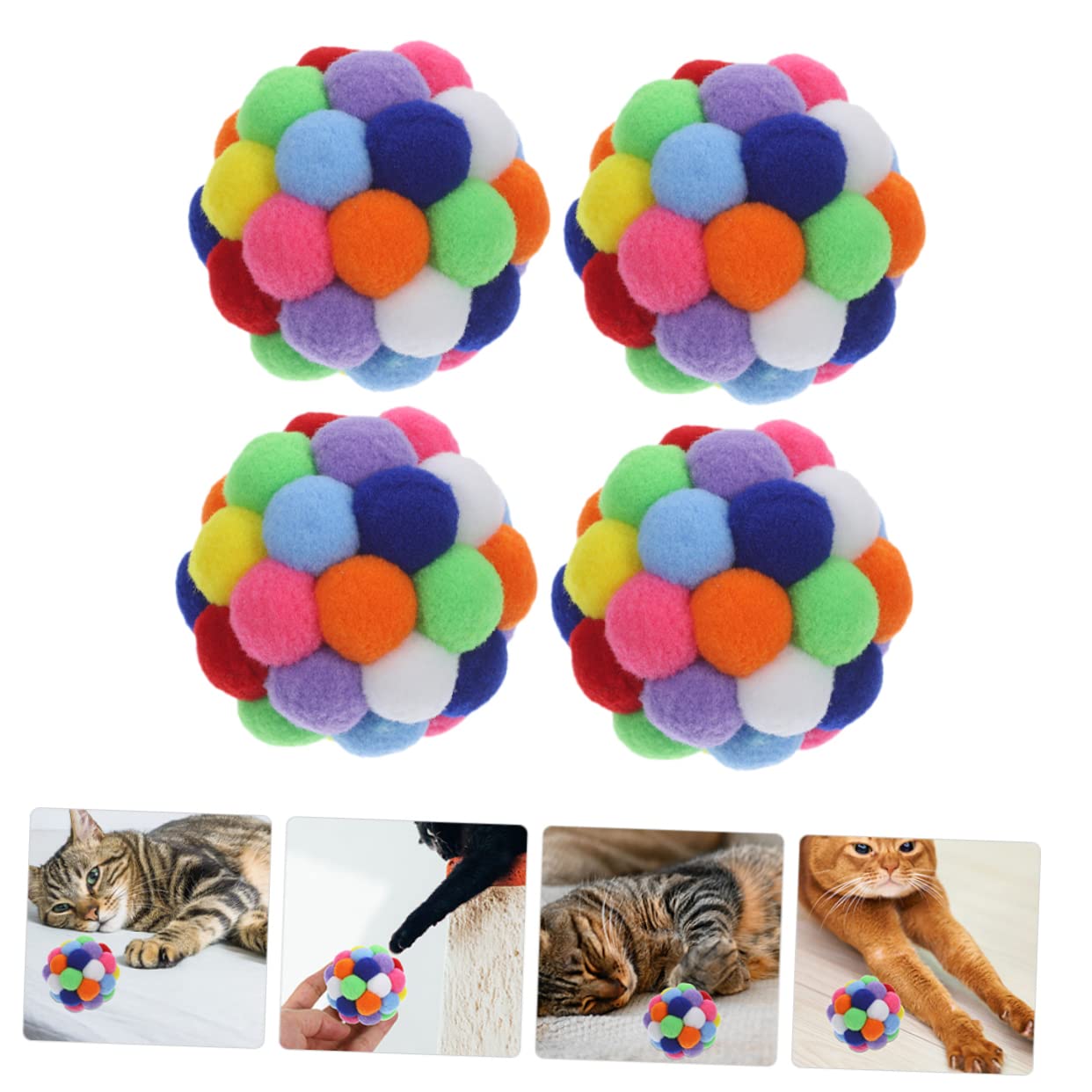 Mipcase 4pièces Jouet De Balle Interactif pour Chat avec Clochettes Balles pour Chats Intérieur Jouets pour Chatons