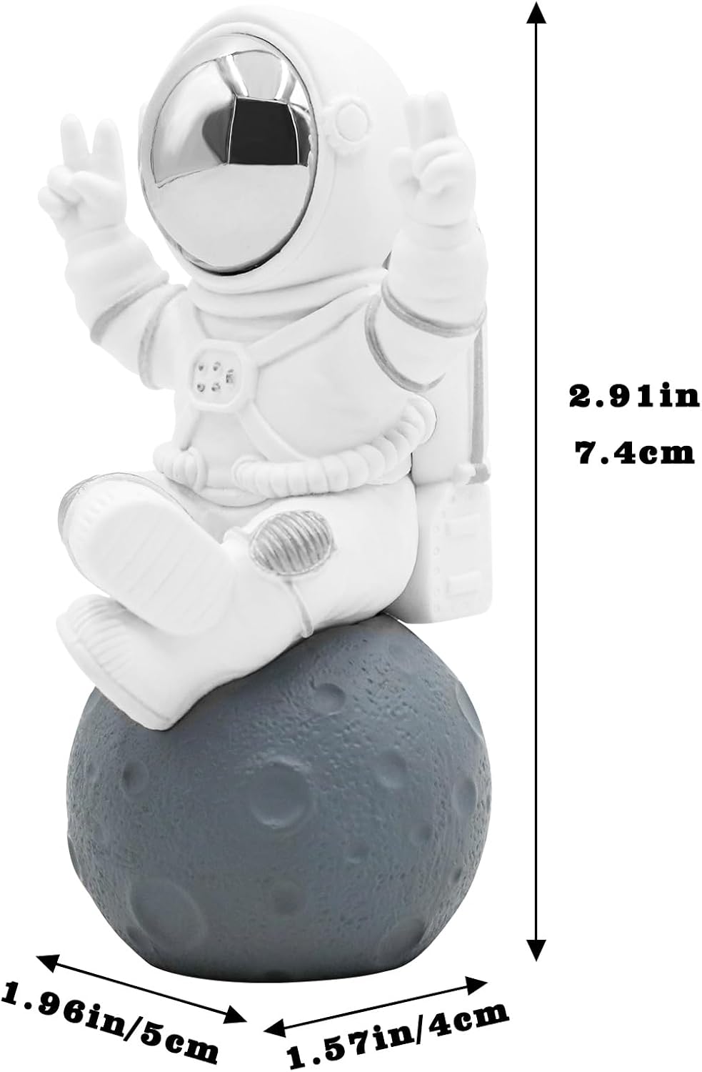 Oooct Astronaut Statue Decor, Resin Silver Spaceman Figurine Decorations, Cute Mini Space Figure Ornament, Abstract Aesthetic Decorative Sculpture for Home Office Desk Shelf Tabletop - 2.9 Inch image 2