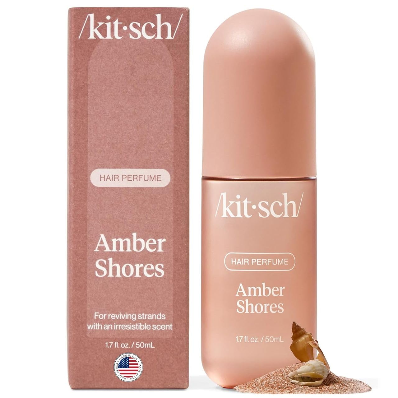 Kitsch Hair Perfume for Women - Amber Shores | Clean, Deodorizing & Patented Odor-Eliminating Technology Hair Spray & Body Mist - Freshen Hair, Body & Pillows - Woody Aquatic Scent - 50mL