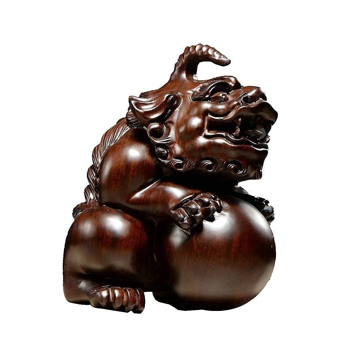 Sculpture Chinois PiXiu en bois de rose de collection fait main