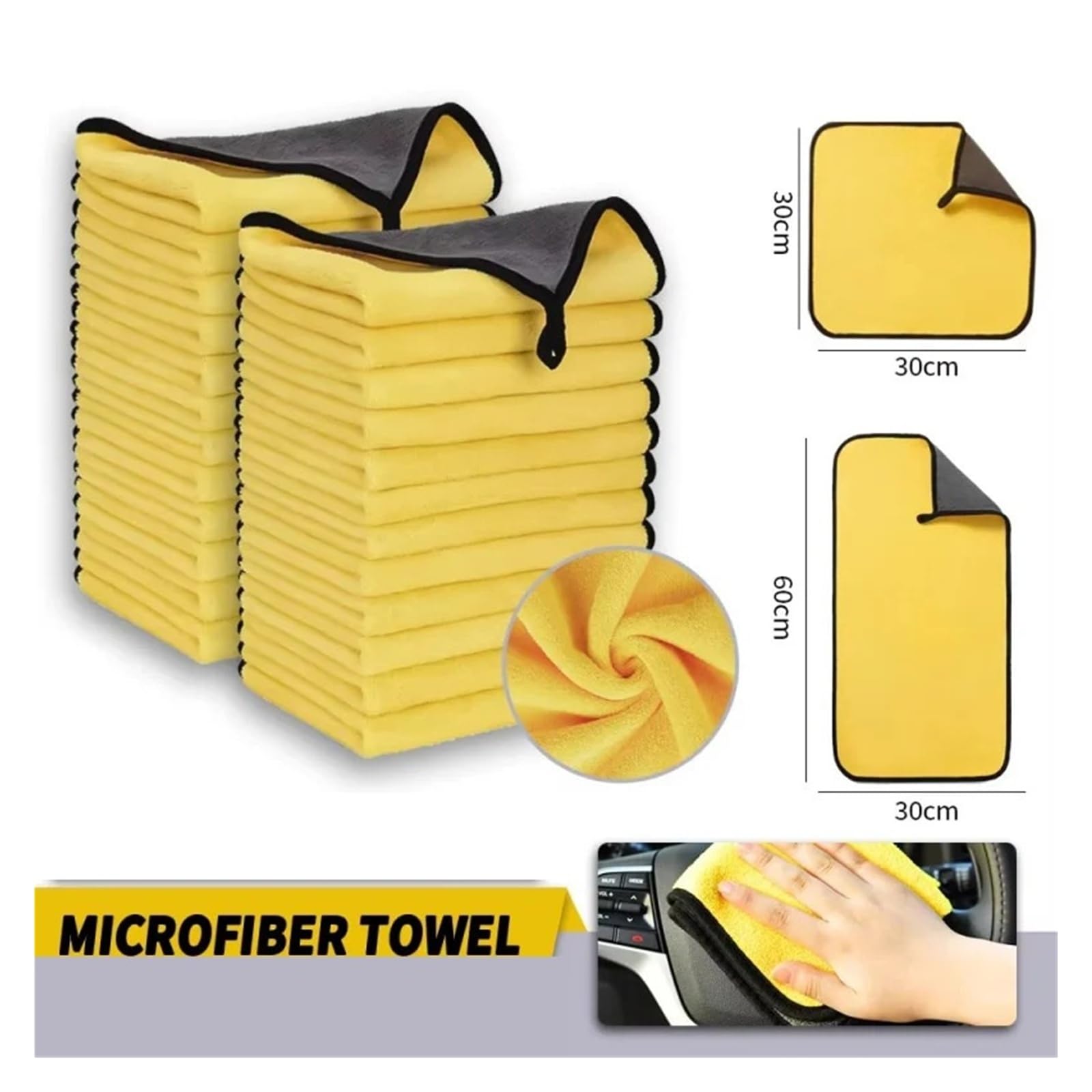 1 10 20Pcs Microfiber Car Wash Towels Absorbent Scratch-Free Drying Detailing Cloths for Car Cleaning Glass Wax Application — view 2