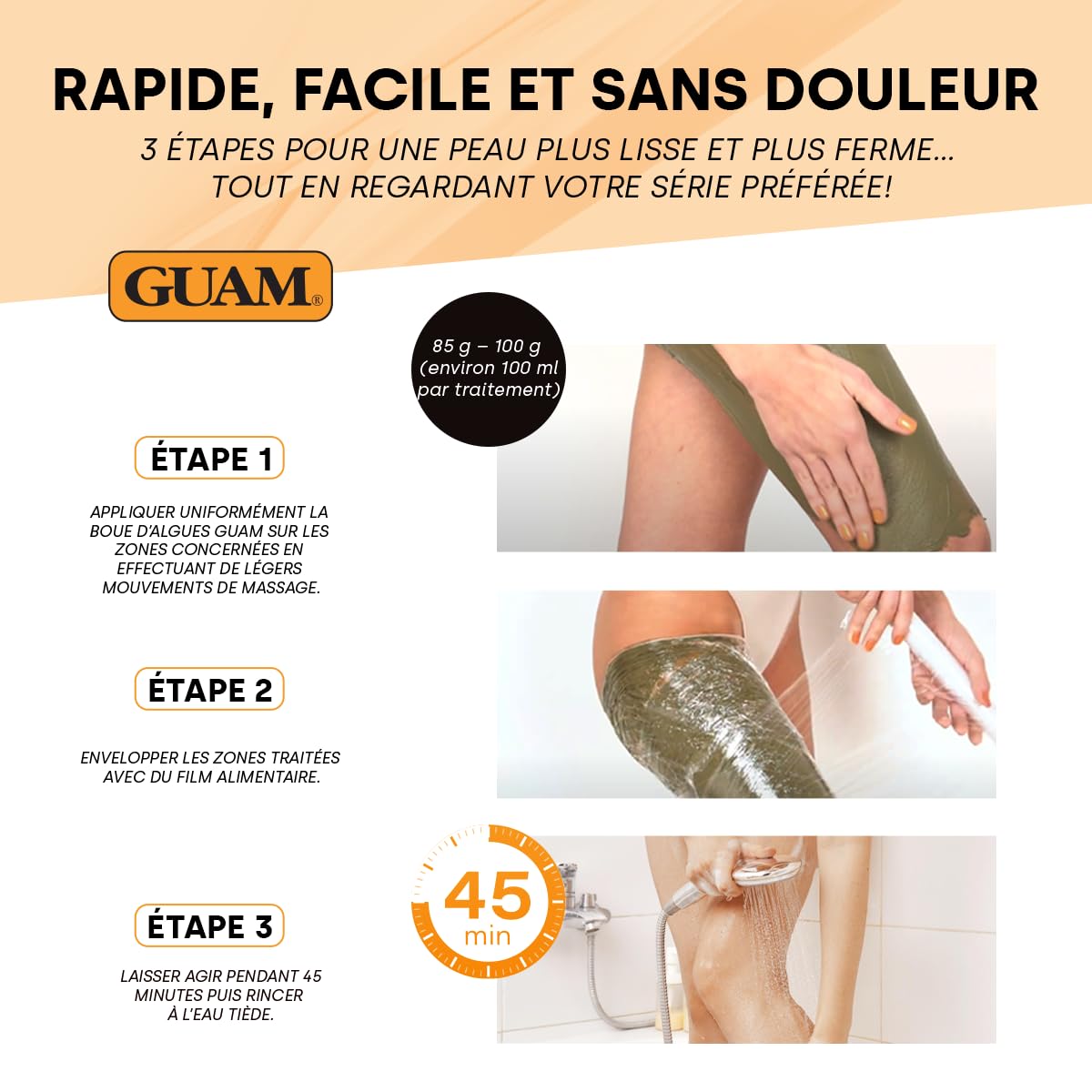 Guam Boue d’Algues Anti-Cellulite - 1kg Masque Corps Chauffant Pour Cuisses et Fesses - Soin Raffermissant Anti-Capiton - Réduit l’Aspect Peau d’Orange - Fermeté Renforcée et Lissage Visibles