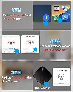 Air Tracker Tags 2 Pack - for iOS Only - Bluetooth Keys Finder Luggage Tracker Compatible with Apple Find My APP, Item Locator for Luggage, Backpack, Suitcases, Replaceable Battery (Black)