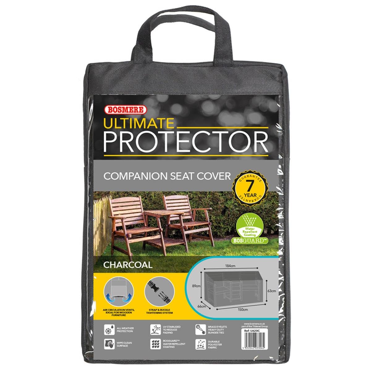 Bosmere Ultimate Protector Conversation Seat Cover 2 Seat Charcoal U620C