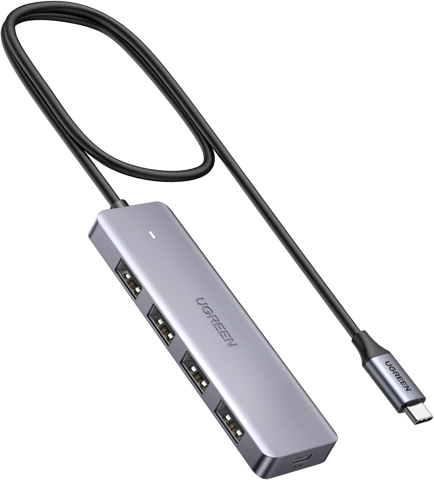 USB C Hub - 4 Port USB 3.0 Powered Splitter for Laptops, MacBooks, iPads, Chromebooks, iPhones, Galaxy S23 & More, 2FT