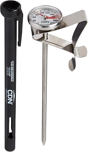 CDN ProAccurate Termómetro de espuma de lectura instantánea para bebidas con clip para medición precisa de temperatura, vástago de acero inoxidable