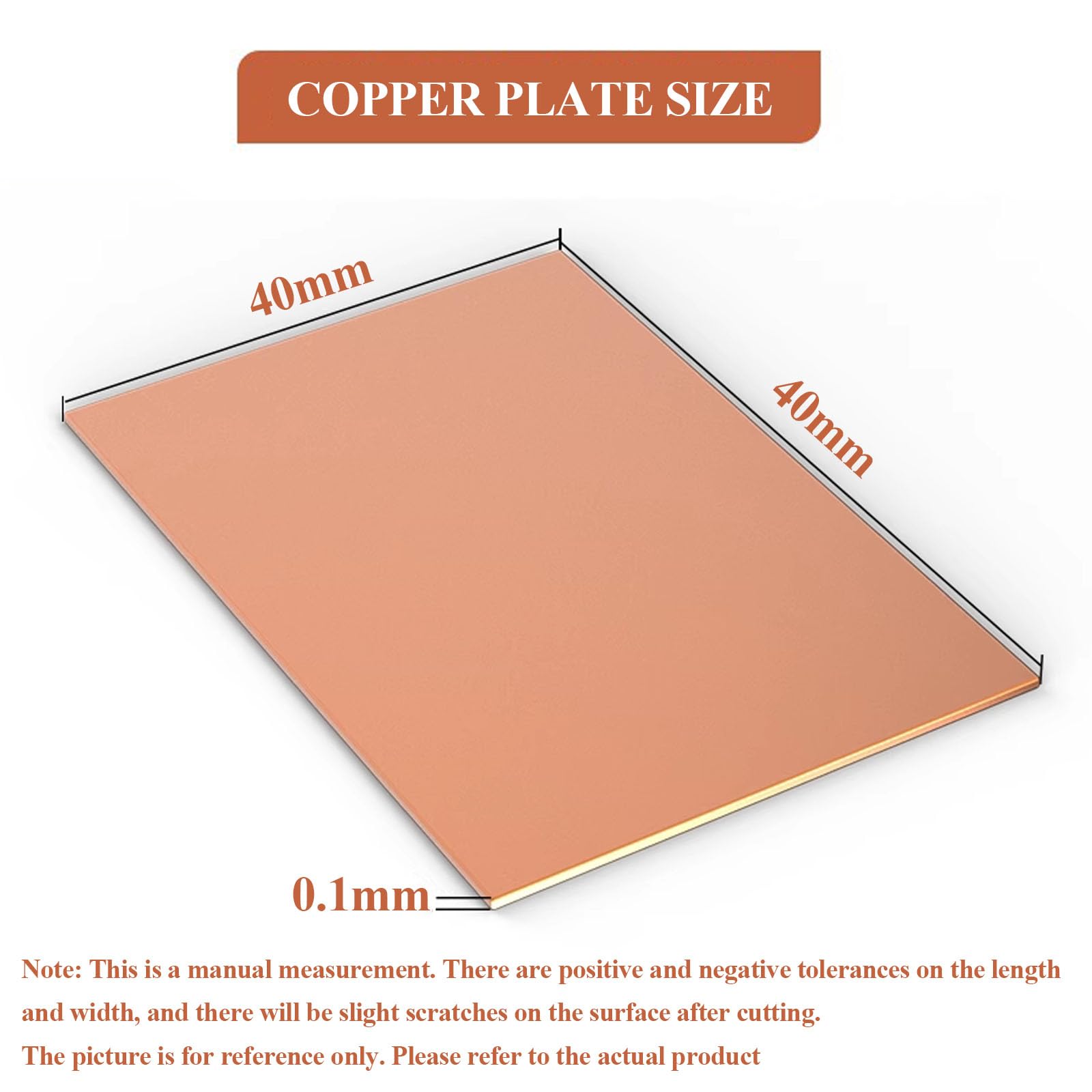 WSYCWG 4 Pack 99.9% Pure Copper Metal Sheet 0.1×30×30Mm-0.1×50×50Mm Copper Plates Suitable for DIY Project, Maintenance,0.1×40×40mm