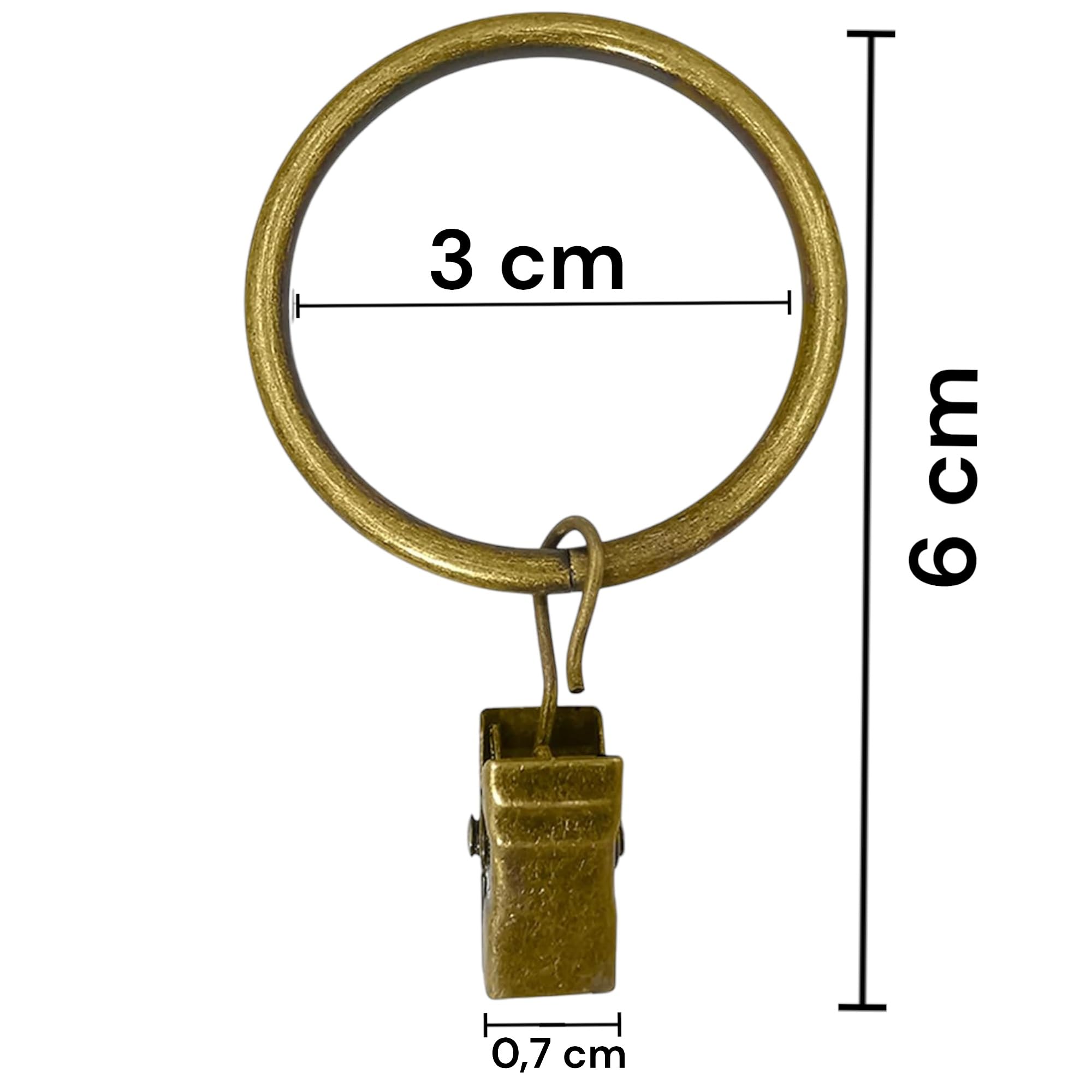 Meriville Anelli per tende con clip, diametro interno 3,8 cm, adatti per aste fino a 3,8 cm (set da 14 pezzi con inserto, nichel satinato