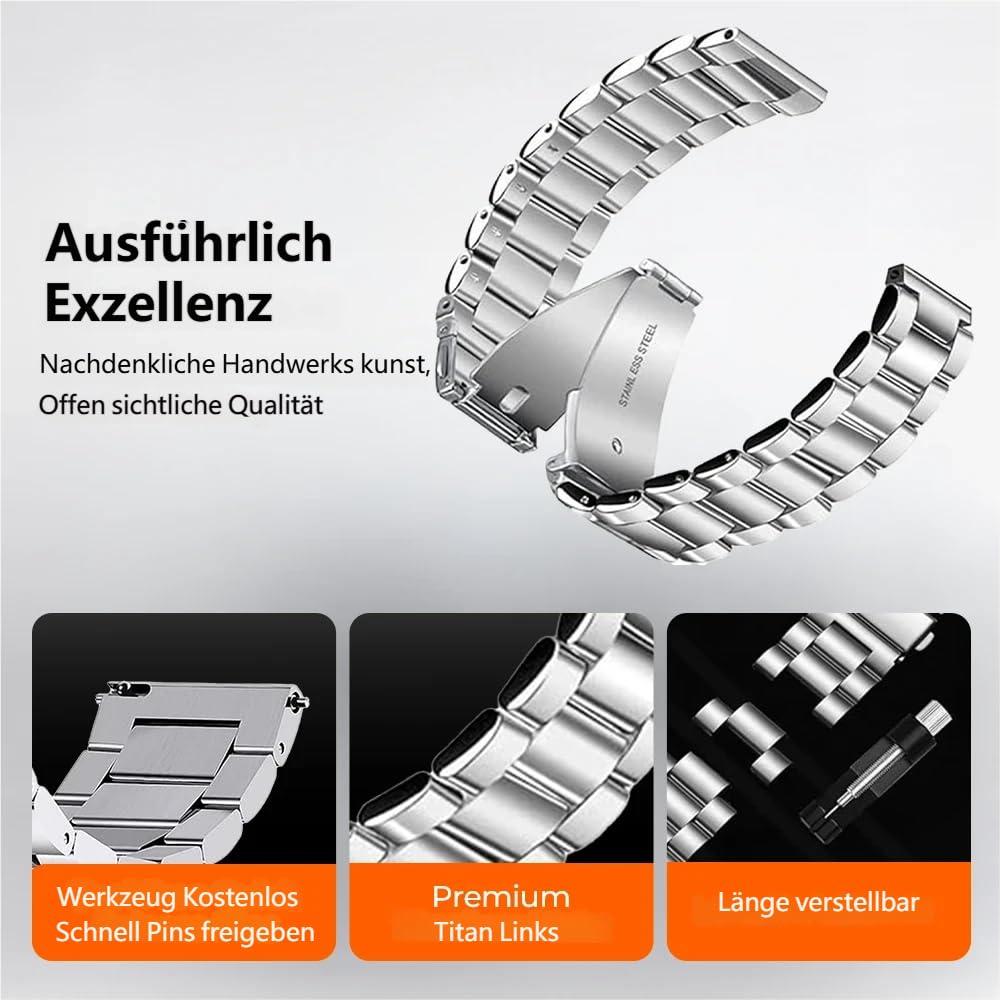 Universelle Titan-Schnellverschlussarmband für 16/18/20/22mm Uhren | Ultraleichtes,Hypoallergenes,lückenlosem,Passend für Handgelenke einem Umfang von 15,5 bis 22,6 cm,für Garmin/Galaxy/Huawei