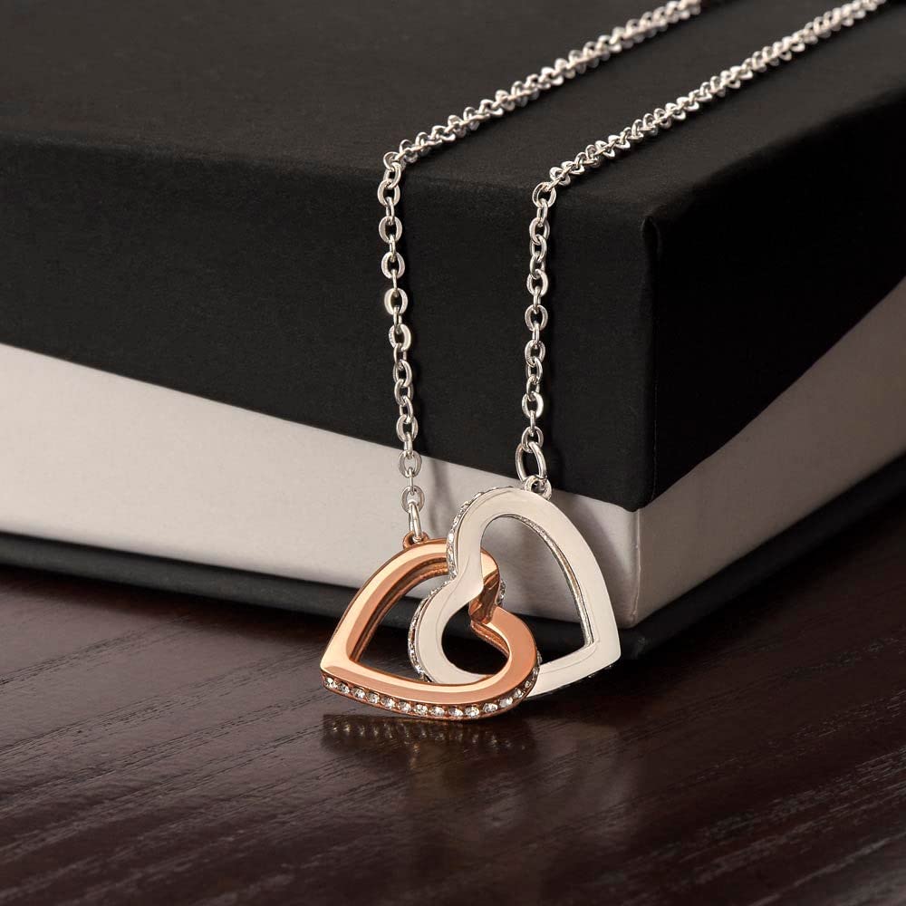 An meine Tochter Vergiss nie Doppelherz Karabiner Halskette mit personalisierter Karte und Geschenk- Box Kette mit Zirkonia zum Geburtstag Weihnachten