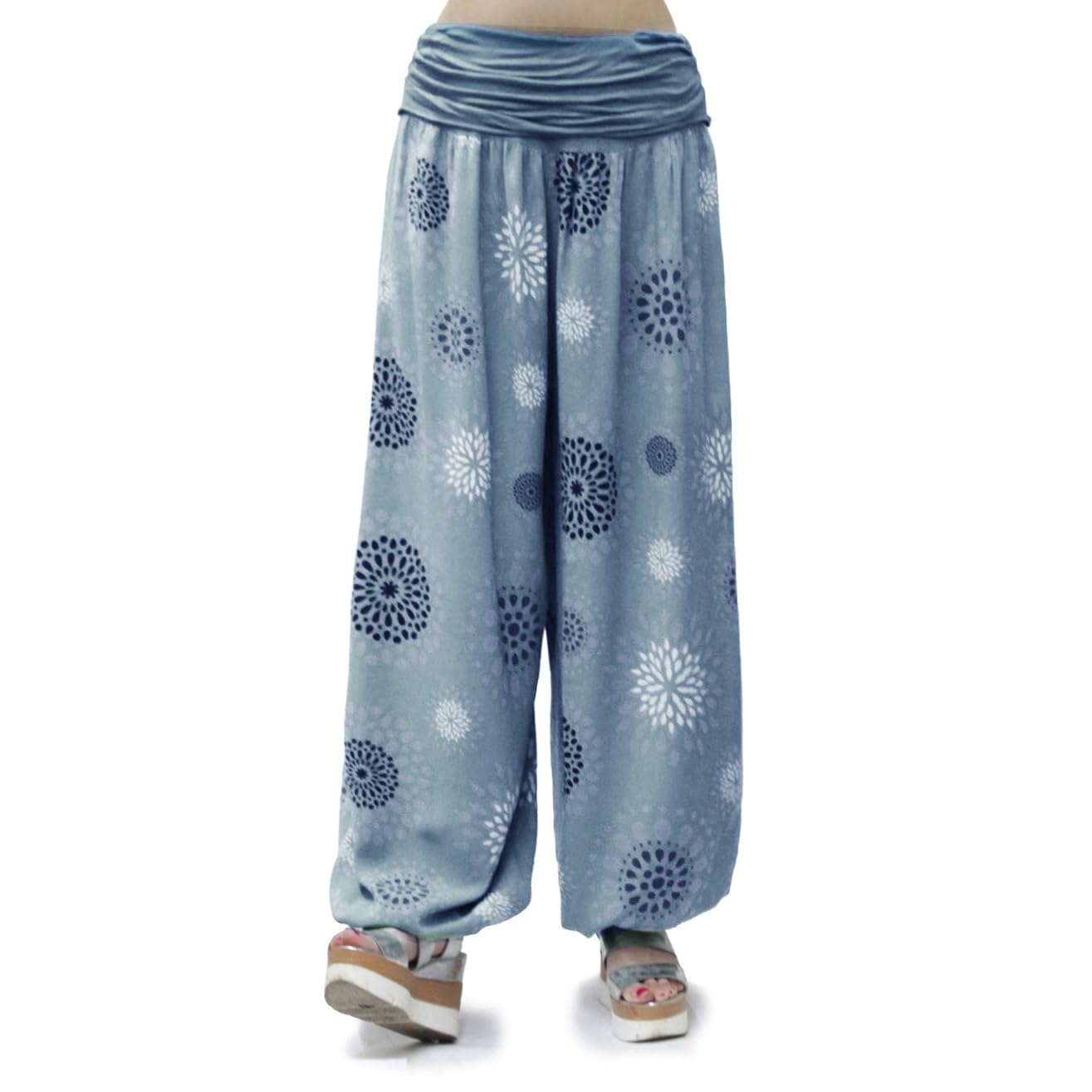 Glamexx24 Damen Haremshose leichte Pumphose Aladin-Hose Sarouelhose Yogapant Pluderhose Freizeithose Sommerhose