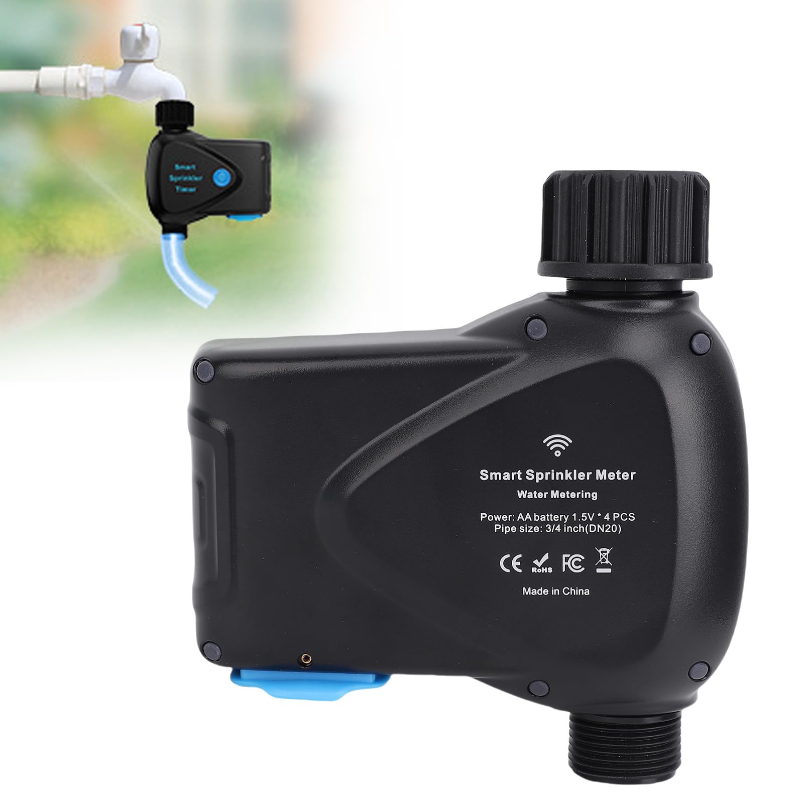 Jectse Smart Sprinkler Timer, Tubo Giardino WiFi Automatizzare il di Irrigazione del Prato con Misuratore di Ritardo della Pioggia, Monitor del Consumo D'acqua in Tempo Reale All'aperto (BSP)