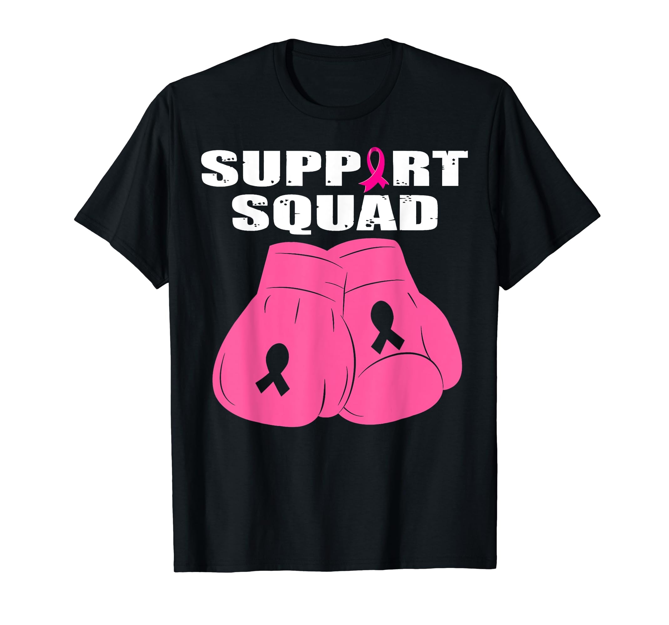 Breast Cancer Awareness ApparelSupport Squad Boxing Glove Pink Ribbon Breast Cancer Women T-Shirt