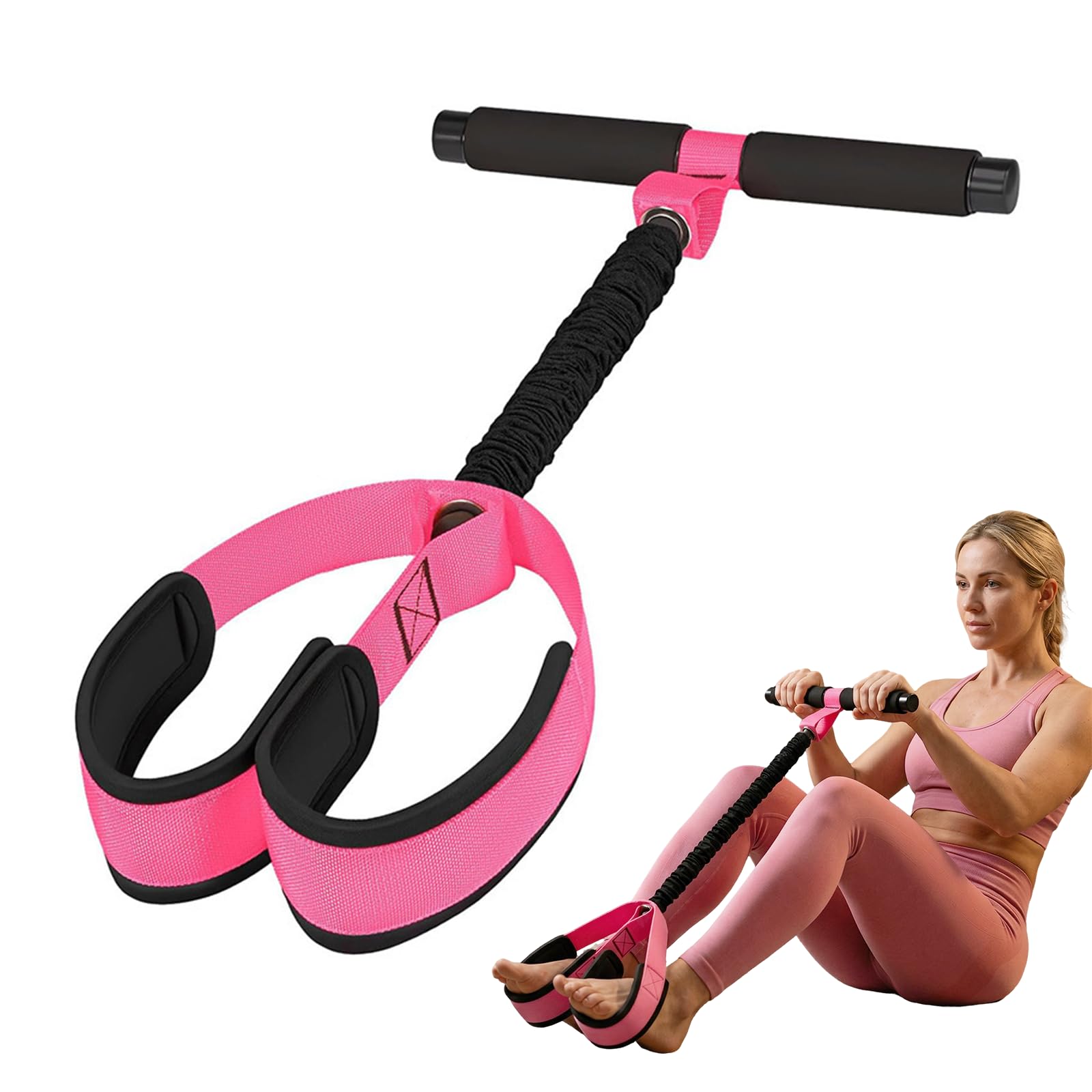 Abdominal Trainer,Sit-Up Training Equipment,Multifunction Pedal Resistance Band with Handle,Full Body Trainer,Elastic Pull Rope,Leg Exerciser for Fitness, Weight Loss, Training,Yoga (Orange)