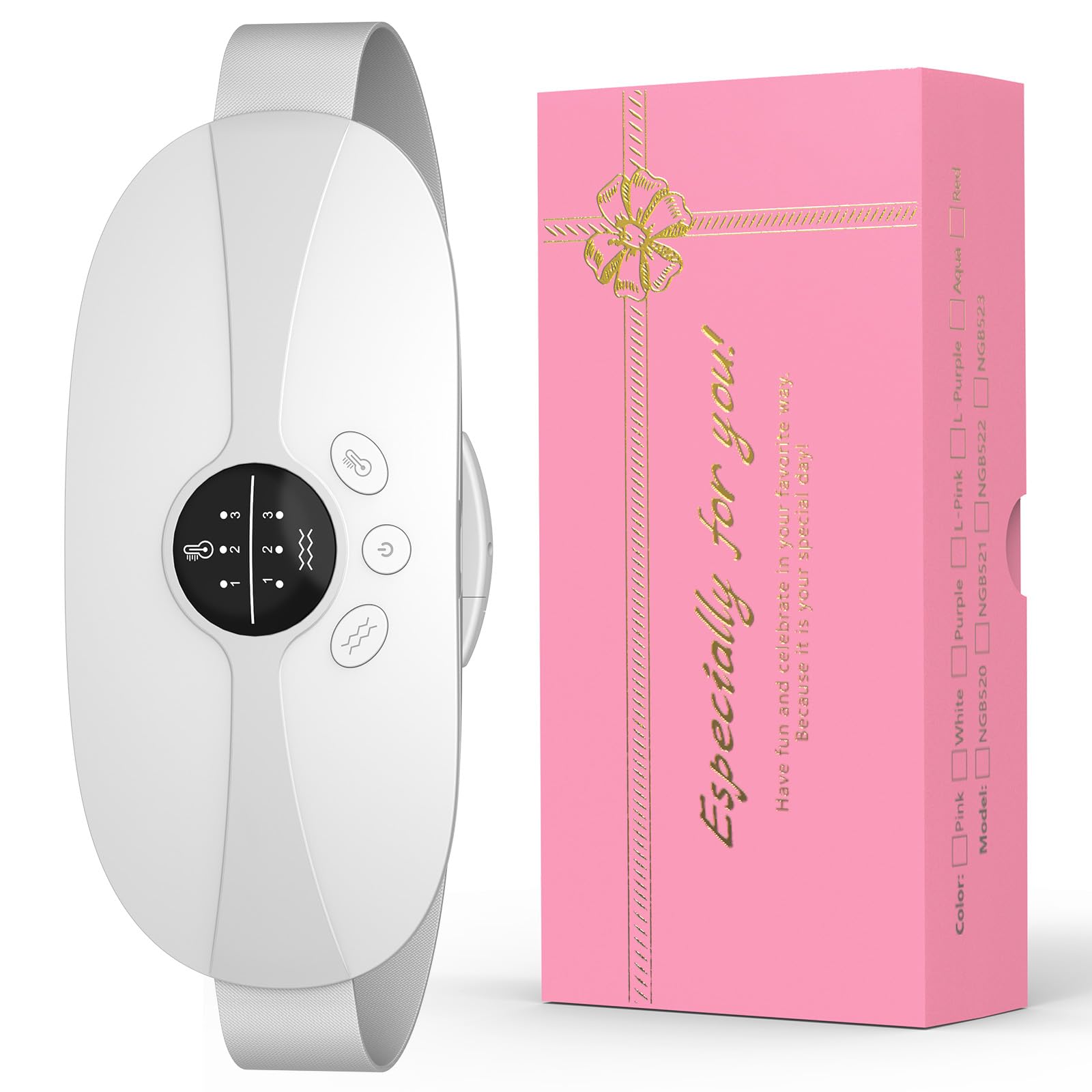 Period Heating Pad For Cramps Portable USB Cordless Heating Pad With Massager For Back Pain Relief Electric Fast Heating Wrap Belt Gifts For Women