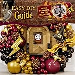 ALL-IN-1 Magical Wizard Balloons Garland Arch Kit with BONUS Hat, Wings, Lightning, Stars – Wizard Birthday Party Decorations & Supplies for Baby Shower, Chosen One, Burgundy Black Hogwarts Balloons - Image 4