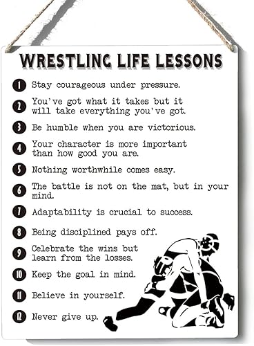 Letrero inspirador, decoración de lecciones de vida de lucha libre, placa de madera para colgar en la pared, diseño motivacional deportivo, obra de