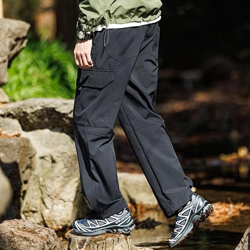 LANZIYAYA Calça masculina impermeável para caminhada ao ar livre para escalada e pesca, Preto, M