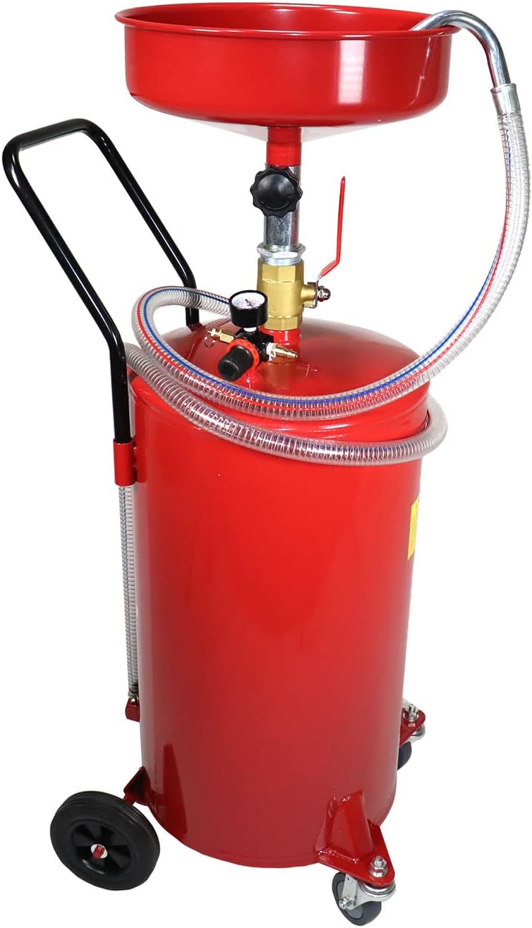 Portable Industrial 18 Gallon Oil Waste Drain Tank Pan for Lift Jack Hoist Shop Crane Air Operated Drainer