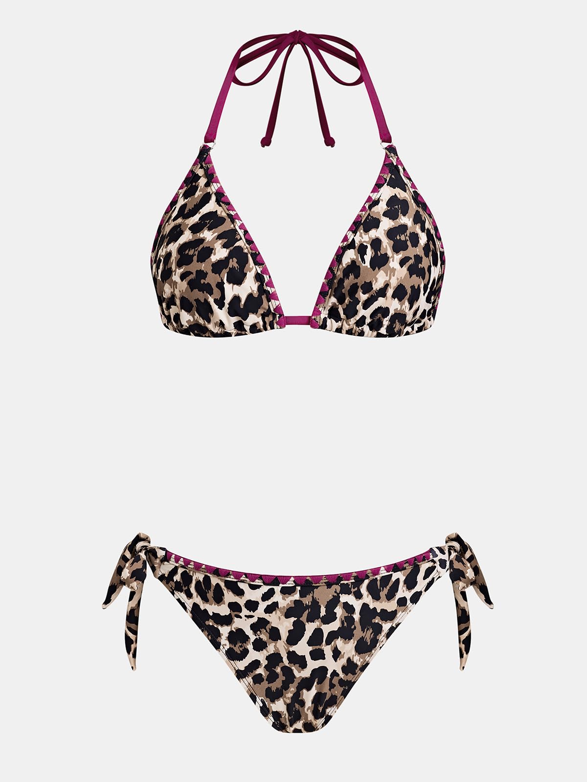 CUPSHE Damen Bikini Set Neckholder Triangel Häkelkante Low Waist