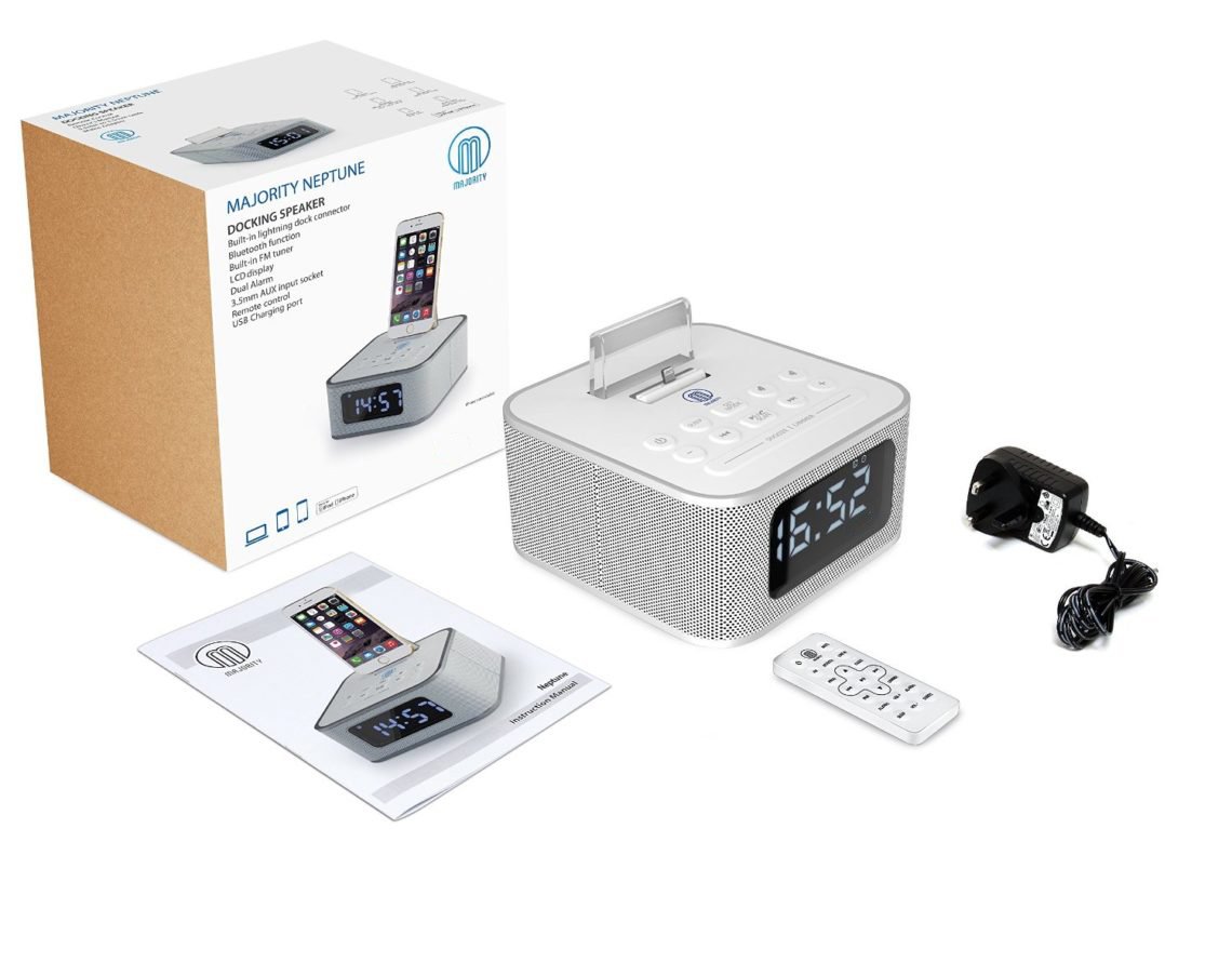 Buy MAJORITY Neptune Speaker 20W Docking Station Bluetooth Alarm Clock FM Radio Lightning Dock