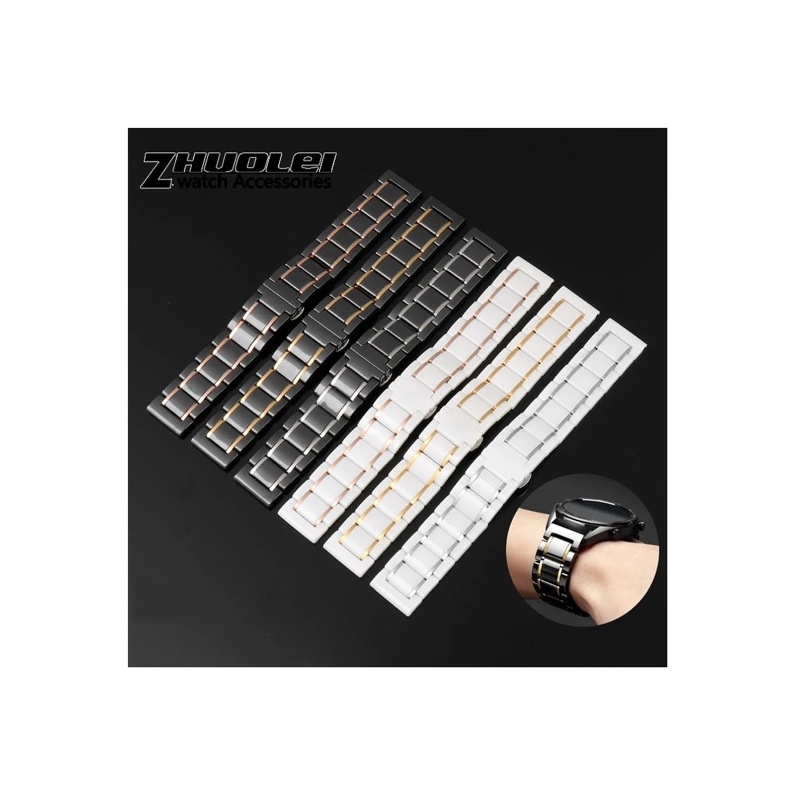 Cinturino in ceramica e acciaio inossidabile adatto for Samsung/Huawei
