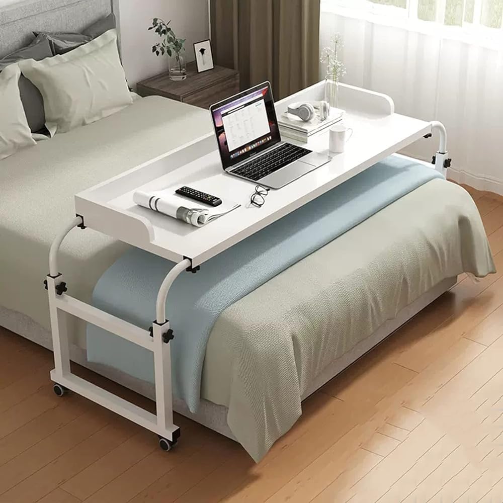 Table de lit roulante Extensible, Table de lit roulante réglable, Table pour Ordinateur Portable en Hauteur et Longueur - Station de Travail pour Ordinateur Mobile(Color:C)