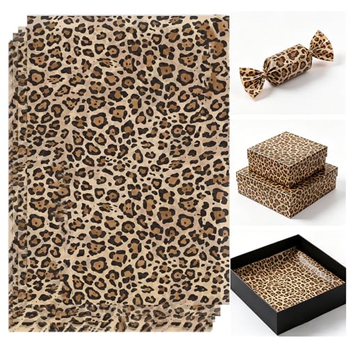 HJUHBDJ 85 Pcs Leopard Print Gift Wrapping Paper 14 x 20 Inch Cheetah Print Tissue Paper for Packaging Wedding Floral Bouquets Birthday Holiday Party & DIY Art Crafts