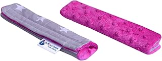 Minky Medi Partners - Almohadilla para cinturón de seguridad para cochecito de bebé, 100% algodón, 1 par de 18 x 13 cm, doble cara, cochecito de bebé deportivo (estrellas con minky)