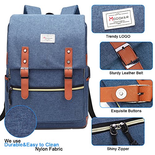 modoker vintage laptop backpack with usb charging port