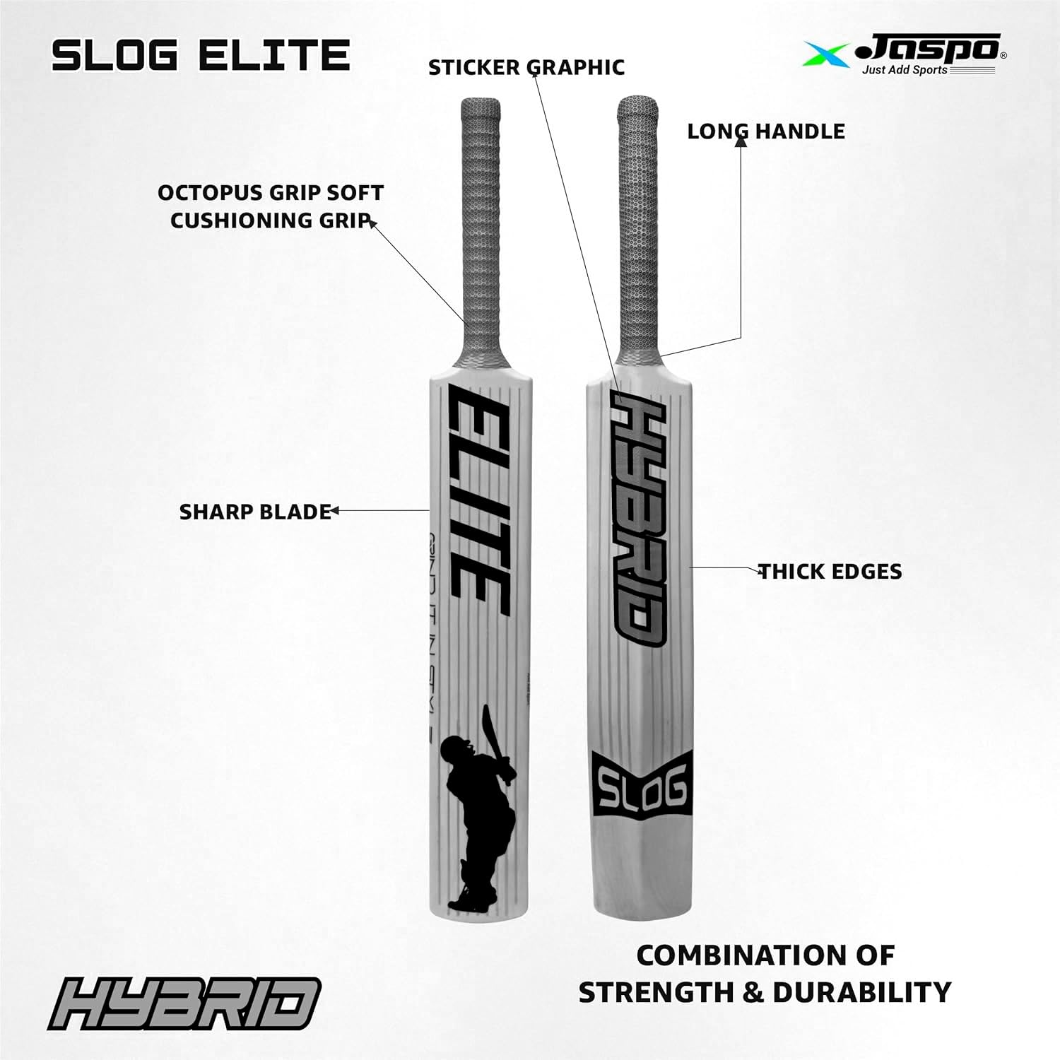 Jaspo Slog Engraver Cricket Kit Full Size Plastic Bat, Synthetic