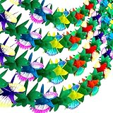 FUTUREPLUSX 4 PCS Tropical Paper Flower Garlands, 9.8ft Hawaiian Hibiscus Garlands Tissue Flower Ban