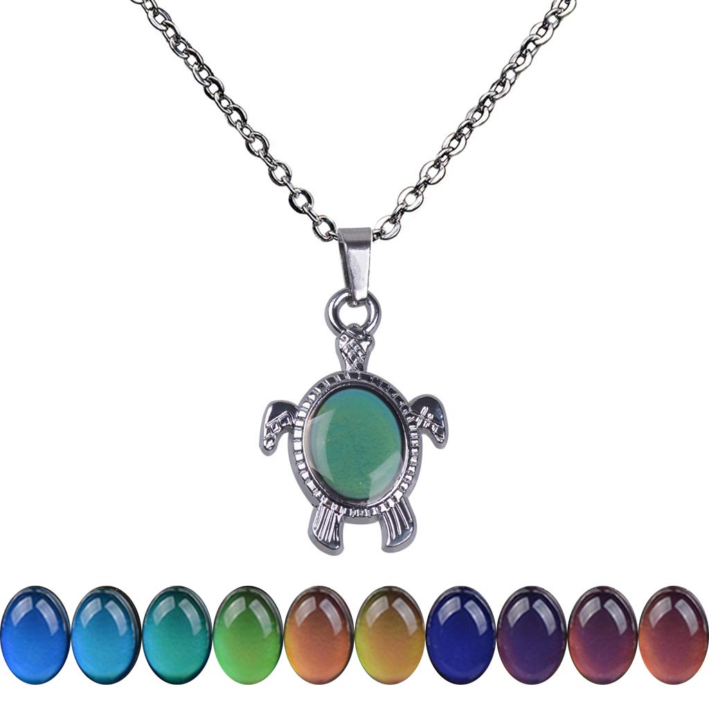 FM FM42FM FM42 Temperature Sensing Color Changing Pendant Necklace with 19.29'' Stainless Steel Rolo Chain'