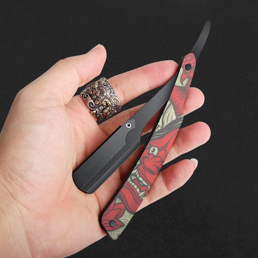 Professional Straight Edge Razor with 100 Single Straights Razor Blades-Barber Straight Razor-Close Shaving Men's Manual Shaver-Disposable Straight Razors Blades-Straight Razors Kit (Yaksha)
