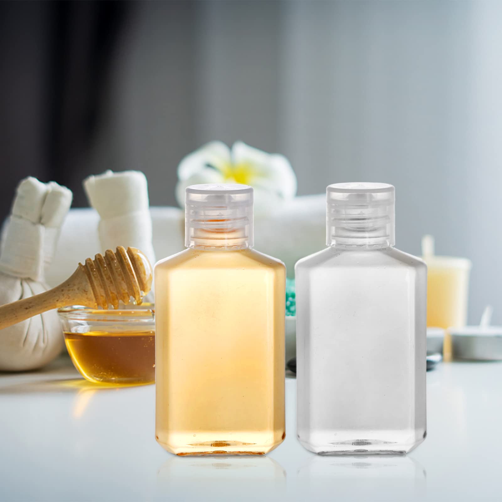 Frcctre Puste plastikowe butelki podróżne, przenośne, przezroczyste plastikowe butelki z klapkami, do wielokrotnego napełniania, do dezynfekcji rąk, kosmetyków, kosmetyków, bez BPA, 60 szt