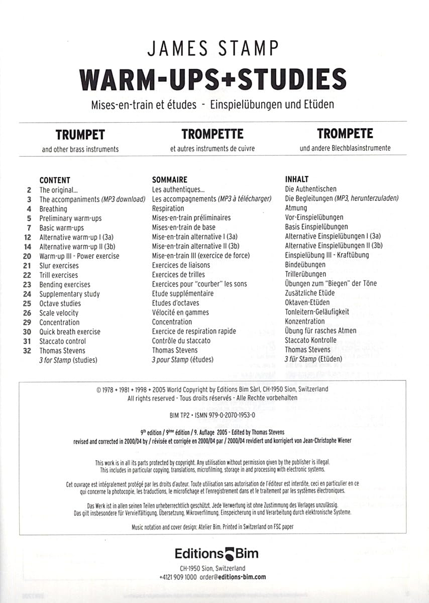 Warm-ups & Studies for Trumpet and Other Brass Instruments