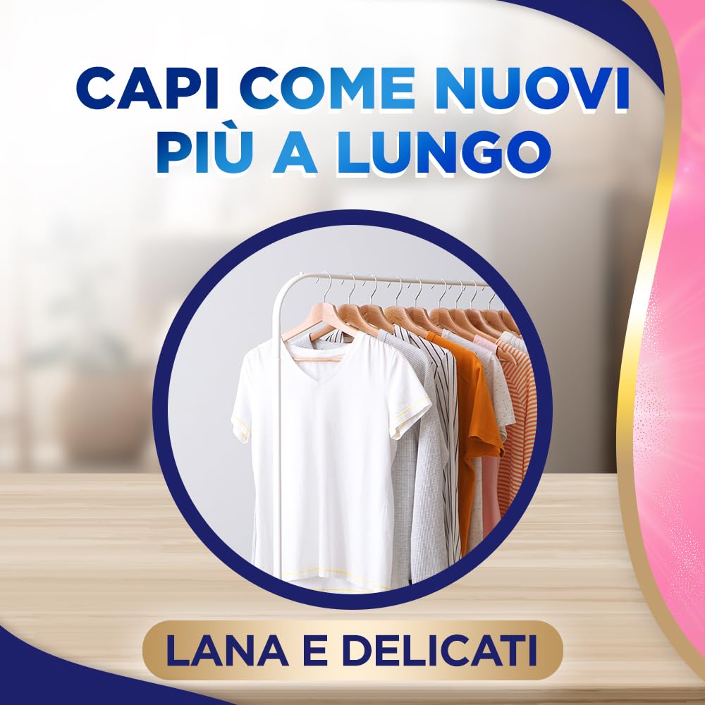 Lip Woolite Detersivo Lavatrice Lana e Delicati 25 Lavaggi, 4 Confezioni da 1500 ml di Detersivo Lavatrice Liquido Lana e Delicati con Cheratina