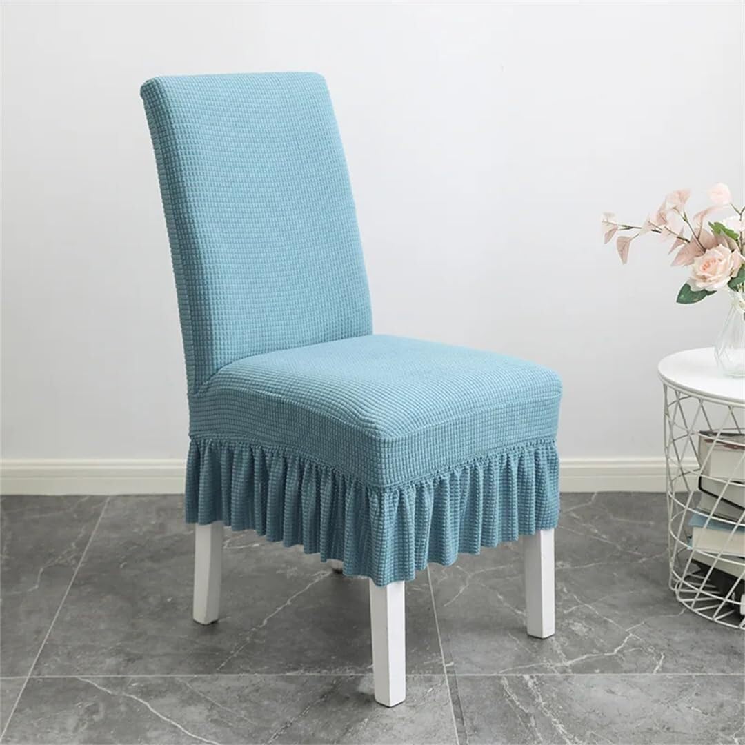PBTMCD 4pcs- Stretch Dining Chair Covers With Pleated Skirt, Banquet Slipcovers, Washable Seat Protector For Hotel Wedding(A13)