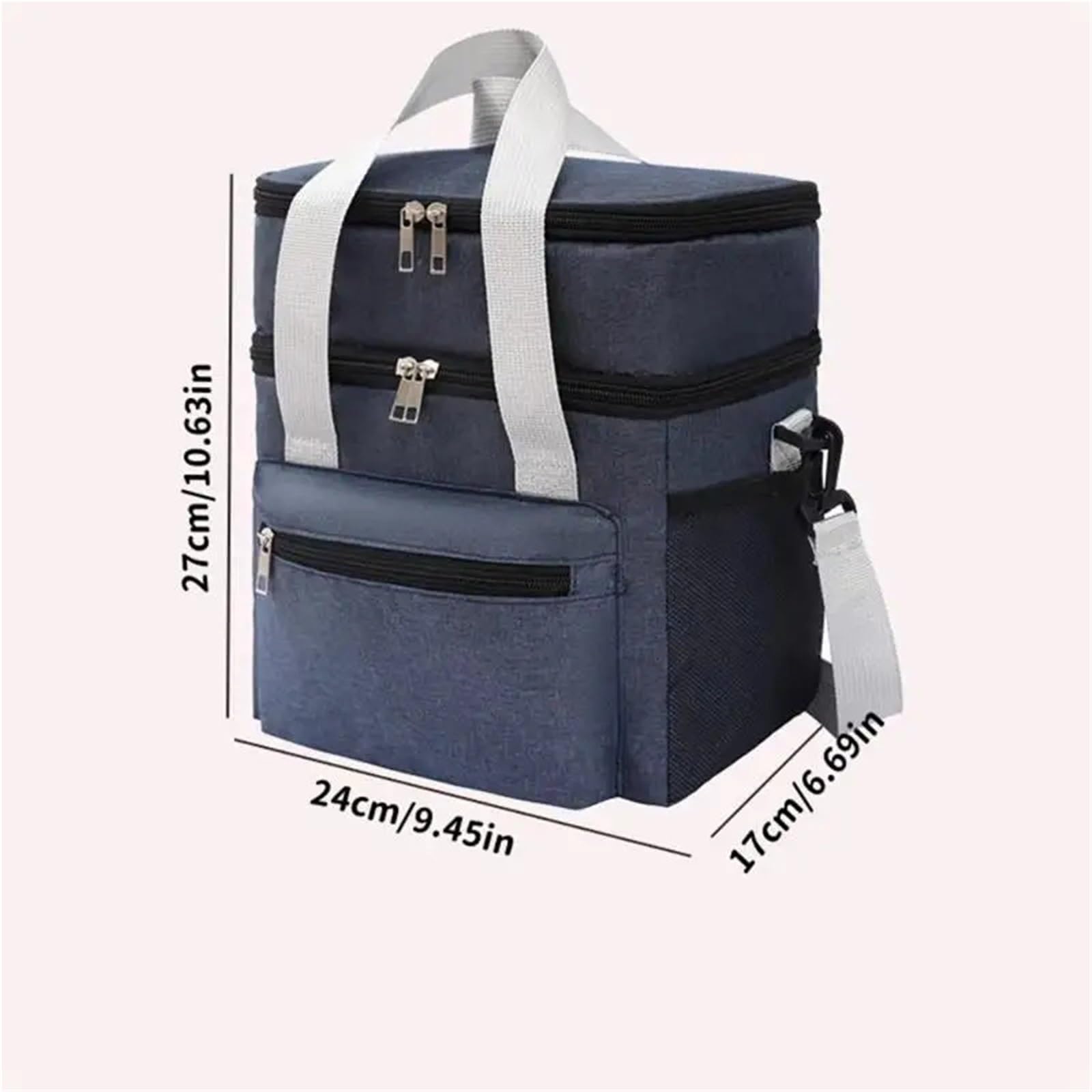 Borsa frigo Borse da pranzo multifunzionali a doppio strato for donna e uomo Scatola picnic viaggio di grande capacità con tracolla per Esterni(Black)