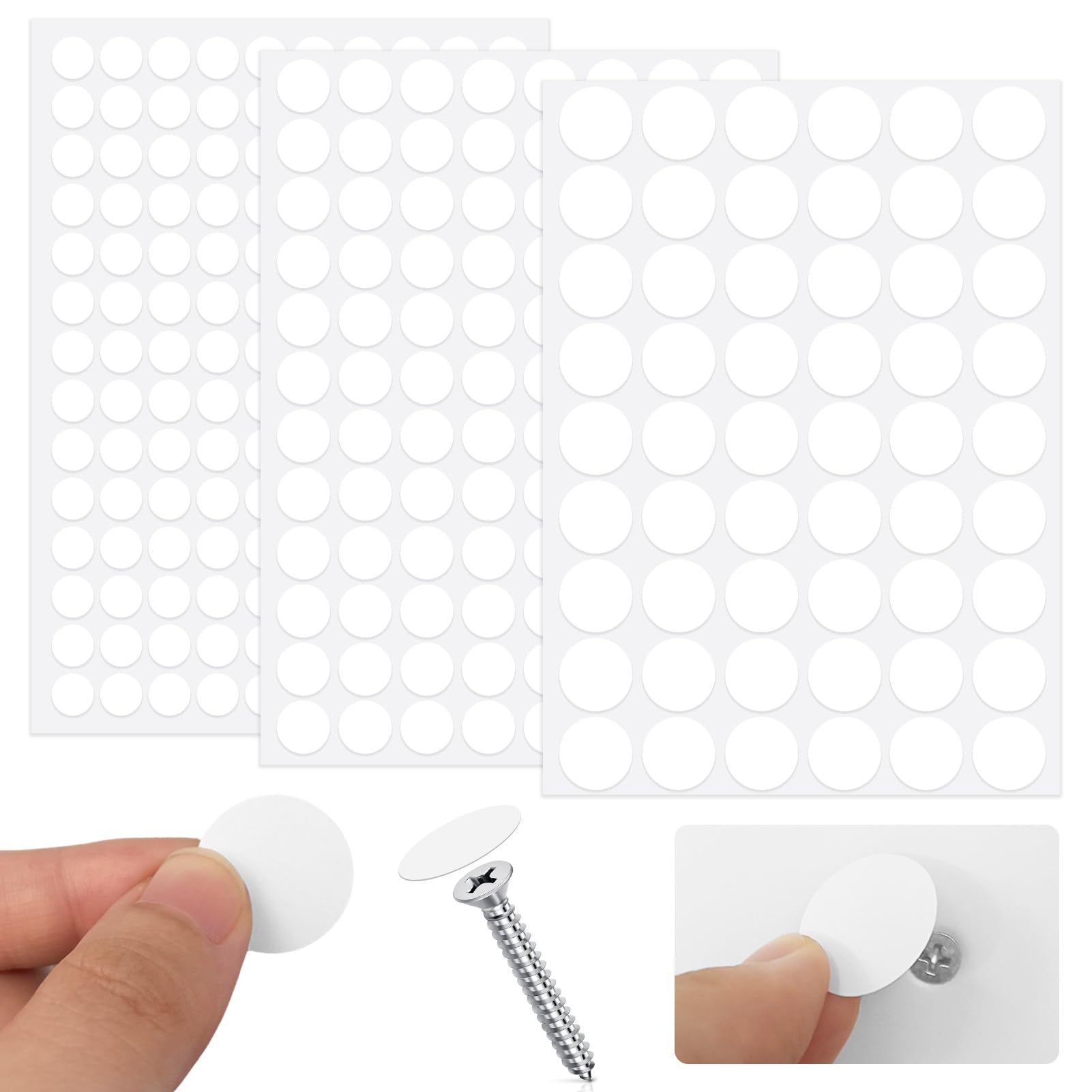 290 Pcs Schraubenabdeckung,Schrauben Abdeckkappen Weiß,Abdeckung Schrauben Weiss,Abdeckkappen für Schrauben,Schraubenloch Aufkleber Selbstklebend Rund,für Möbel,Wand,Ø12mm,Ø15mm,Ø21mm