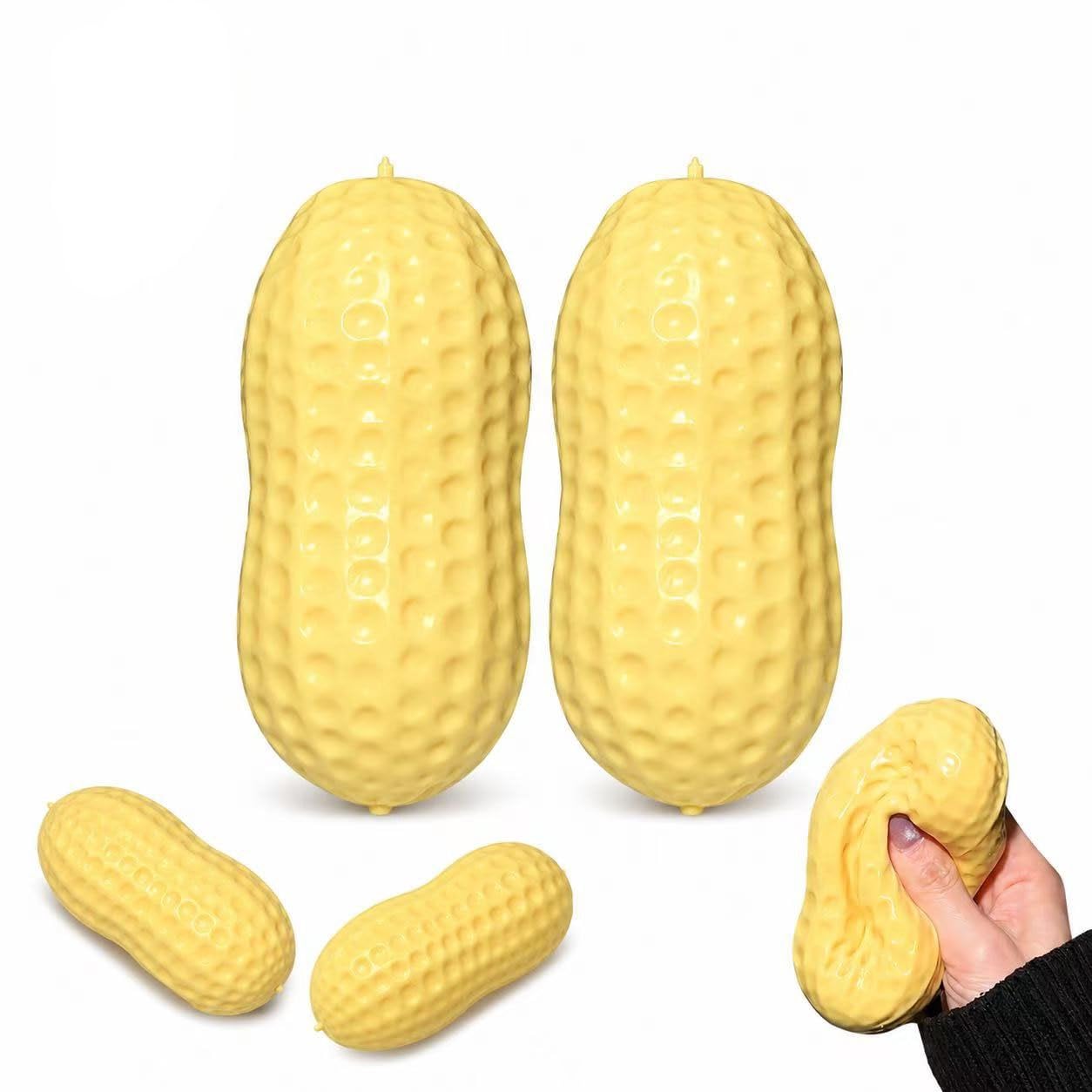 Crunchy Peanut Squishy,Crunchy Squishy Stress Ball ASMR Bead Filled,Realistic Handmade Bar Peanut -Shaped Stress Ball,Non Rebound Cute Squeeze Sensory Fidget Toy(2pcs)