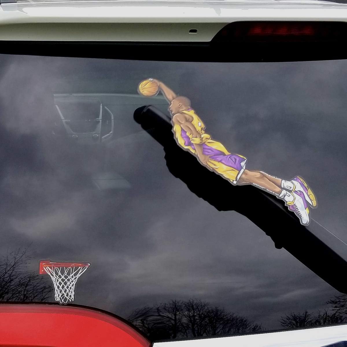 WiperTags Flying G.O.A.T. Dunking Basketball Thru Net attach to rear vehicle wipers