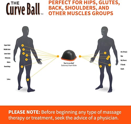 Miniatura 4 de Tiger Tail Bola curva liberación muscular estacionaria de alta densidad para espalda, piernas, glúteos, caderas, psoas, hombros, tejido profundo y