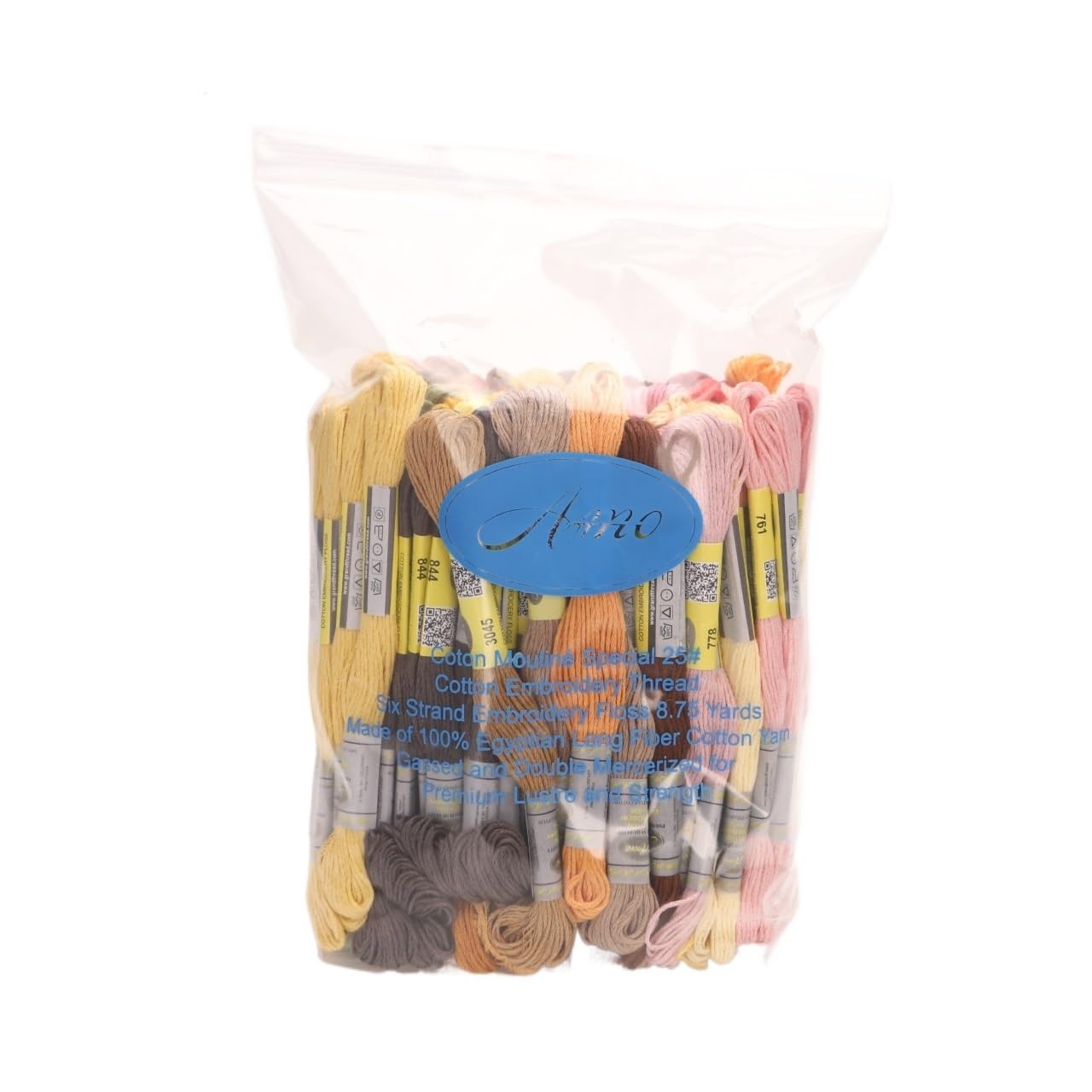CHENJIAHAO Filo Da Ricamo 505 Colores Lisos seleccionados, Hilo de Punto de Cruz de algodón Mercerizado Doble, Hilo de Bordar, madeja de 8 Metros de Largo Fili per Braccialetti(100 Pieces)