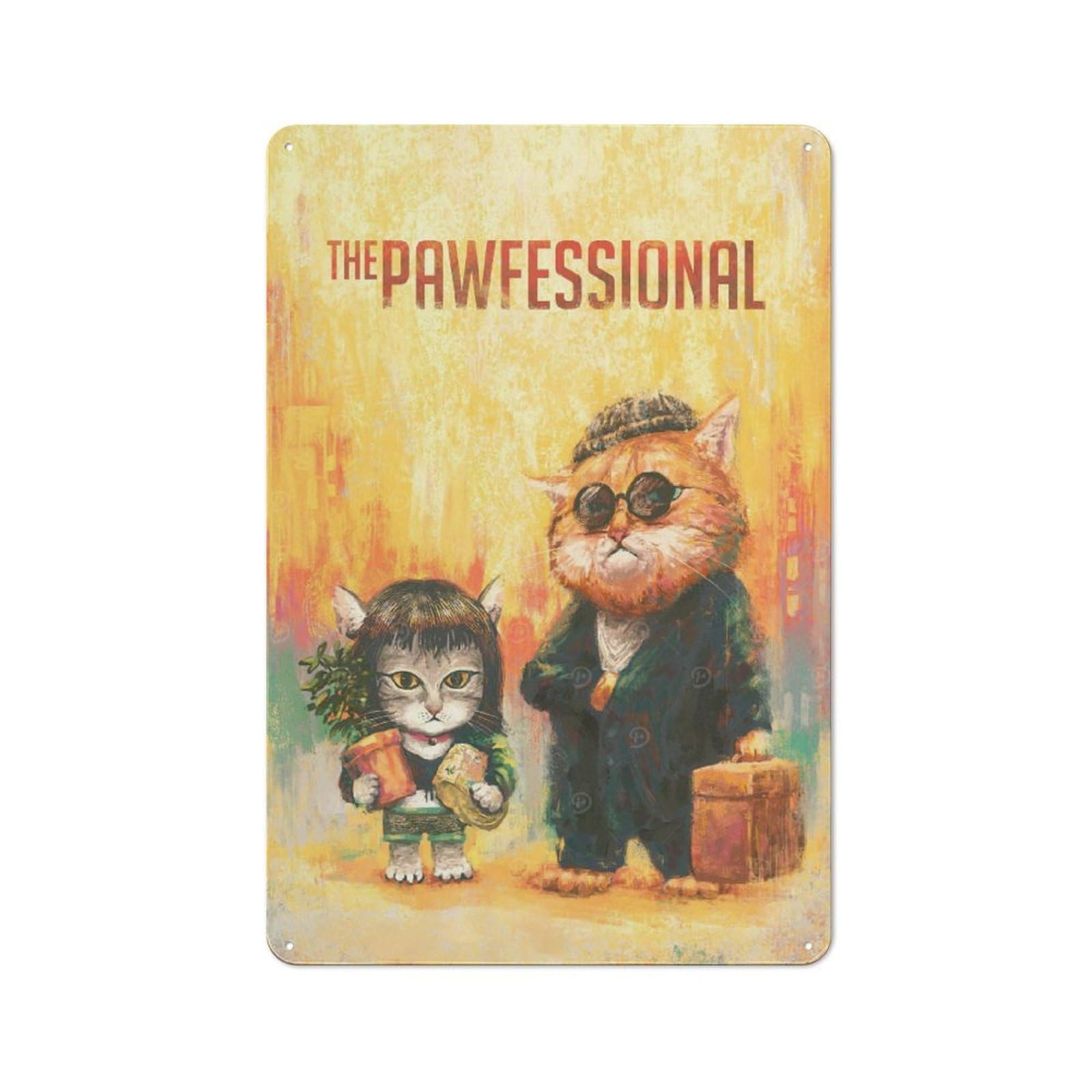 Vintage Tin Sign 30x20cm with The Pawfessional for Living Room Or Hallway, for Living Room Decor Lovers