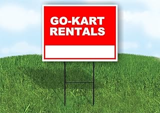 Go-Kart Rentals Write On Me Red 18x24 in Single Sided Yard Road Sign w/Stand