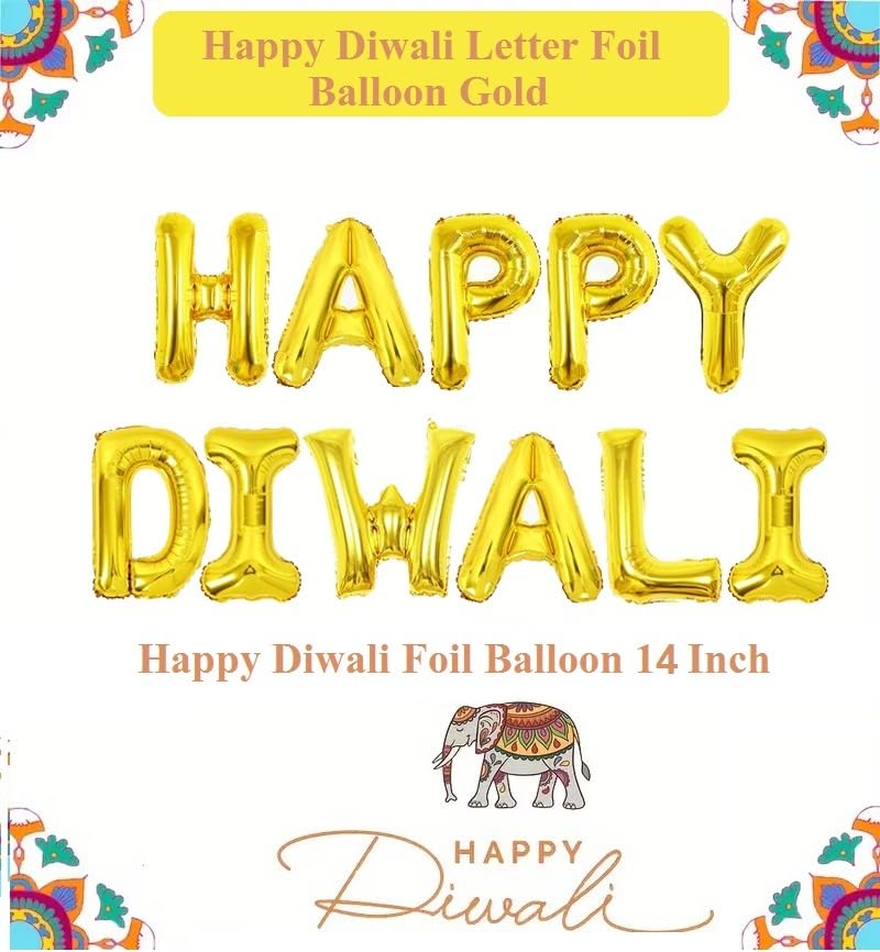 Image of AMFIN (Pack of 1) Happy Diwali Foil Balloon - Gold